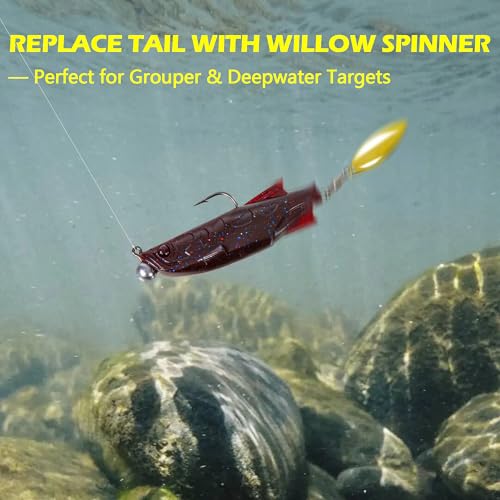 Paddle Tail Swimbaits Set, Ultra Soft PVC，Freshwater & Saltwater Ready, Includes Hooks, Weight & Spinnerbait Blades，Fishing Gear for Bass and Predator Fish - color: Shad