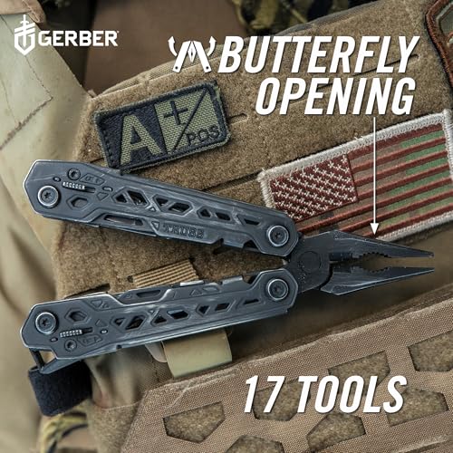 Gerber Gear Truss 17-in-1 Multitool with Pocket Knife and Needle Nose Pliers - Gifts for Men, Compact EDC Gear, Black with Standard Sheath - style: Black Standard Sheath