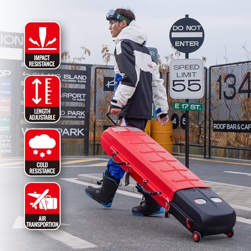 XCMAN Ski Case for Air Travel Hard Storage Portable Cart Case Suitable for Snowboards,Fishing Rods, Water skis,Spearfishing - size: 124L