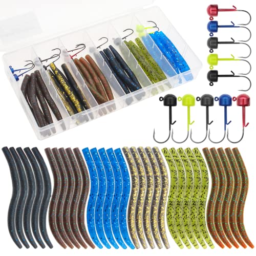 Senko Worms 40/133Pcs Fishing Soft Plastic Bait Bass Fishing Lures | Crawfish Lure Soft Plastic Worms Fishing Lure Wacky Rig Carolina Rigged - color: B-Senko Lures 40pcs 3.15in