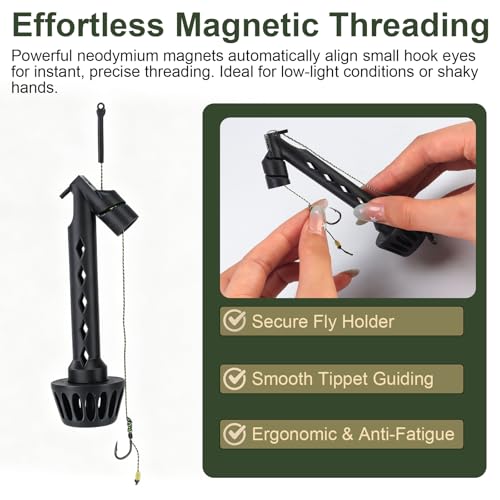 Fly Roost Magnetic Fly Threader – Easy Rigging Fishing Accessory for Small Flies & Tippet, Simplifies Fly Tying on Water