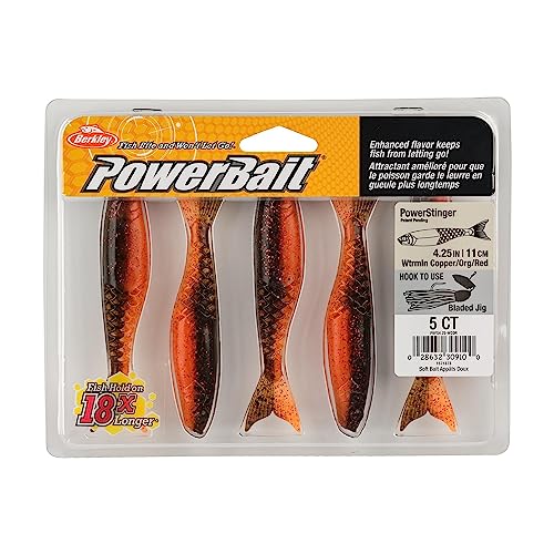 Berkley PowerBait PowerStinger Fishing Soft Bait - color: Watermelon Copper/Orange w/Red, size: 4 1/4"