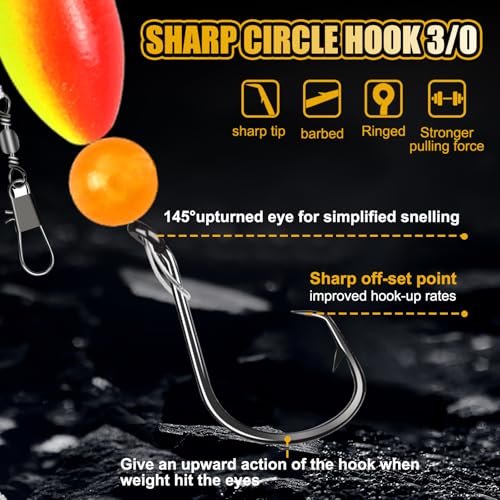 Pompano Rigs for Surf Fishing, 5/10 PCS Pre-Tied Saltwater Fishing Rigs with Triple 3/0 Circle Hooks, Pompano Floats Surf Fishing Tackle - size: 10-pcs