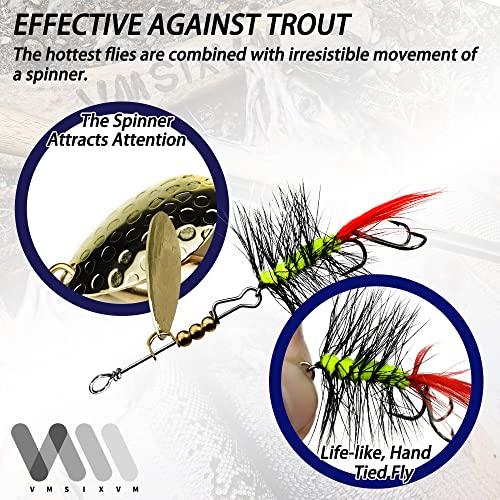 Trout Lures Fishing Spinnerbaits, Rooster Bait Tail Hard Metal Brass Spinner Baits Trout Fishing Lures for Bass Salmon Pike Freshwater Saltwater - color: A1-N03-6pcs-1/16oz