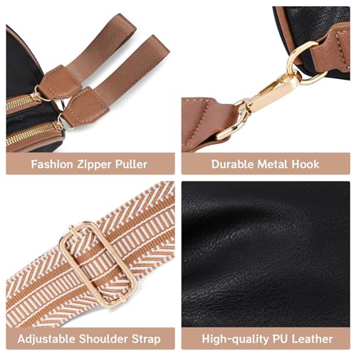 oscaurt Leather Crossbody Bag Bum Bag for Women Large Sling Bag Cross Body Purse Shoulder Handbag Fanny Pack - color: Black, size: Medium