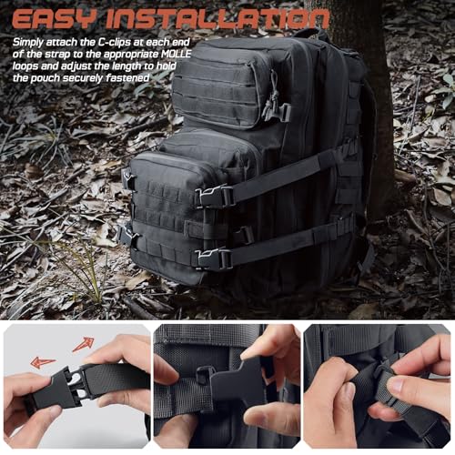 Molle Tactical Backpack Straps 24" Adjustable, Rush Tier System Molle Accessories for Military Assault Backpack Army Rucksack Attachment Nylon Compression Tie Down Strap for Tripod Gear, Sleeping Bag - color: Black 2Packs, style: Style A