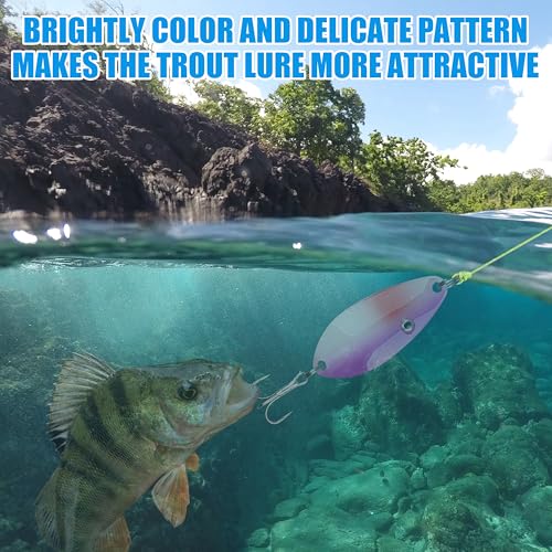 Fishing Spoons Lures Kit,30pcs Hard Metal Fishing Spinner Baits Trout Lures Casting Trolling Trout Spoons Fishing Lures with Treble Hooks for Bass Salmon Pike Walleye