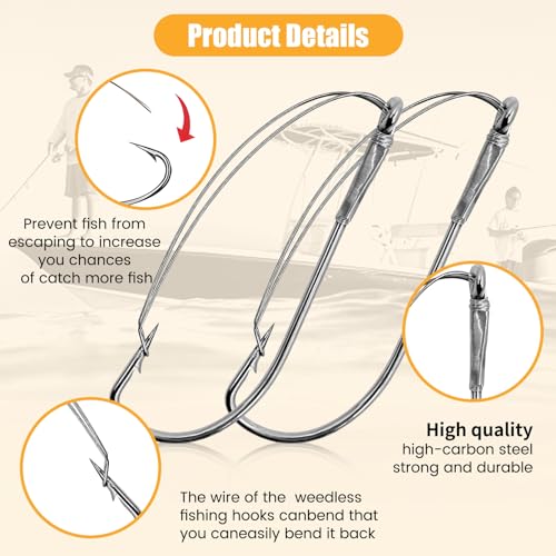 YOTO 50PCS Weedless Wacky Worm Hooks - Wide Gap Rig Fishing Hooks, Carbon Steel Bass Fishing Hooks for Soft Worm Baits