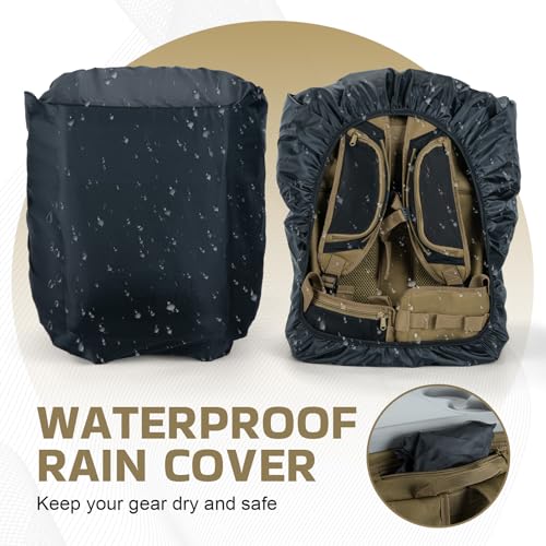 Goture Fishing Backpack with Cooler, 66L 600D Tackle Backpack with 3 Rod Holders, EVA Cover, Helmet Holder, Rain Cover, Saltwater Large Fishing Bag for Camping Hiking, Gear Storage Bag, Gifts for Men - color: A1:khaki(without Tackle Box)