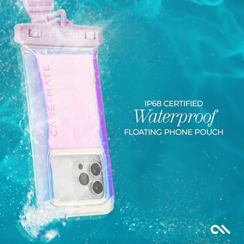 Case-Mate 2 Pack Soap Bubble IP68 Waterproof Phone Pouch - Iridescent | Touchscreen Floating Waterproof Phone Case with Crossbody Lanyard - Fits All Phones - Beach Cruise Ship Travel Essentials - color: Iridescent - 2 Pack