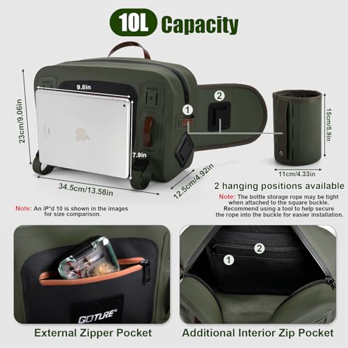 Goture Waterproof Fishing Waist Pack,IPX8 840D TPU Large Tackle Bags with Rod Holder,Airtight Zipper,Detachable Water Bottle Holder, 10L Fly Fishing Bag with Adjustable Strap, Wader Bag Included - color: C1:10L Waterproof Tackle Bag & Wader Bag
