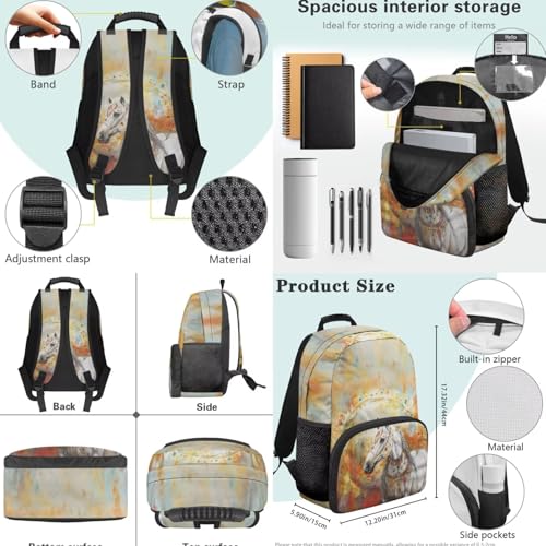 Horse Backpack for Kids Boys Preschool Elementary Backpacks with Reusable Lunch Bag Pencil Case Pouch Water Bottle Carrier Bag 4 PCS Set - color: Horse