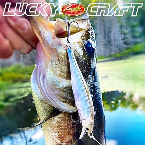 LUCKY CRAFT Lightning Pointer 98XR, Freshwater Bass Fishing Lures and Walleye Fishing Lures, 4" Slow Sinking Jerkbait, 6-7ft Depth, Largemouth Smallmouth, Tournament Fishing Gear - color: 183 Pearl Threadfin Shad