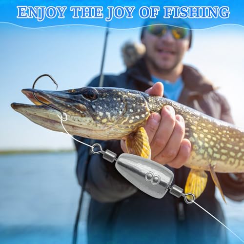15Pcs Fishing Weights Sinkers Inline Trolling Fishing Weights with Inner Swivels Bullet Sinkers Fishing Weights for Saltwater Freshwater Fishing - size: 1/2oz