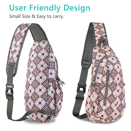TITECOUGO Small Sling Bag, Lightweight Crossbody Backpack for Men Women, Shoulder Bag for Sports and Outdoor - color: Mix-blue and Yellow Tile