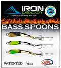 IRON DECOY Spoon Fishing Lures 3-Pack, Multi-Species Metal Spoons for Trout, Walleye, Bass, Salmon, Pike, Ice Fishing & Trolling, Vibrating Spoon Lure Kit - color: Bass #2, 1/4 oz