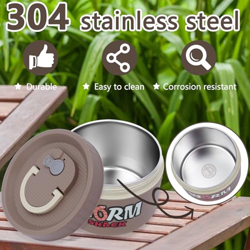 2Pcs Live Bait Storage,Fishing Bait Container, Stainless Steel Worm Storage Box, Nightcrawler Box, Bait Tank, Compact and Durable,Small and Portable, Keeps Bait Fresh and Alive - color: Khaki