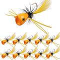 Fly Fishing Popper Lures Kit,Bass Poppers Flies Dry Fly Fishing Flies Panfish Bluegill Popper Bait Bug with Hooks for Freshwater - color: Orange-10pcs