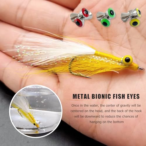 58pcs Fly Tying Materials Set | Complete Clouser Minnow Flies Fly Tying Kit with Hooks,Dumbbell Eyes and Flash Line to Tie Own Bass,Trout