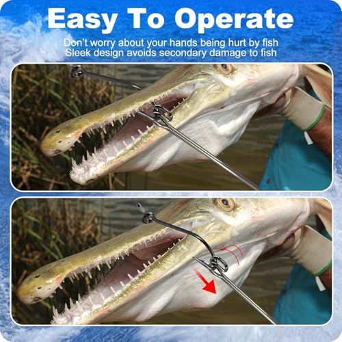 Stainless Steel Fishing Hook Remover，Dehooker Tool,Push/Pull Hook Remover，Anti-Lost Saltwater Dehooker Tool Shark Hook Remover - size: 17"