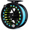 Fly Fishing Reel with Aluminum Alloy Body 5/6wt Die Cast Pre-Loaded Fly Reel with Line Combo for Trout Bass Carp Pike Panfish - color: Black