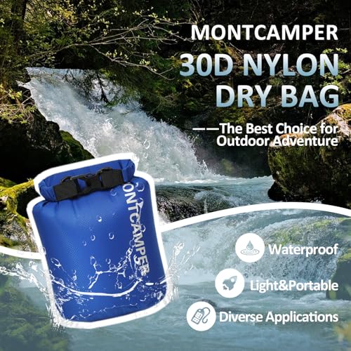 Waterproof Dry Bag 3L – 30D Nylon Roll Top Dry Sack with PU Coating, Lightweight Water-Resistant Storage for Kayaking, Camping, Hiking, Fishing & Beach (Blue) - color: Blue, size: 3L