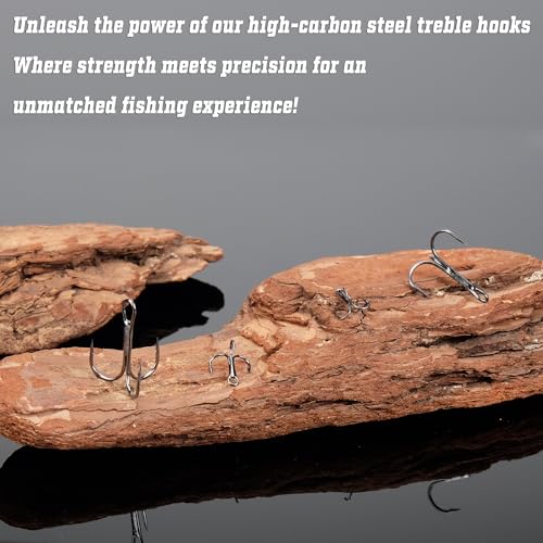 Fishing Treble Hooks High Carbon Steel Fishing Hooks Classic Round Bend Sharp Solid Triple Barbed Fish Hook Fishing Tackle - size: Size 5/0, Pack of 50
