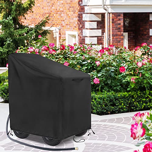 Garden Hose Reel Cart Cover, 600D Outdoor Hose Cart Covers for outside, Waterproof Anti-UV Hose Reel Cover, All Season Protection-30.3"L x26.3"Wx 35"H - size: 30.3"L x26.3"Wx 35"H