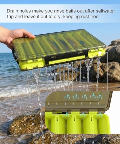 Fishing Tackle Boxes Lure Organizer: 2 Packs Hard Bait Storage Box - Double Sided Fishing Lure Case with 14 Compartments Container (Grey, L) - color: Grey
