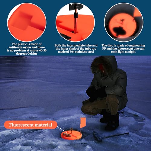 Adnee Ice Fishing Tip-Up - 10.5" Thermal Tip-Up with Orange Pole Flags - Freeze-Proof Ice Fishing Accessories Covers 10" Hole