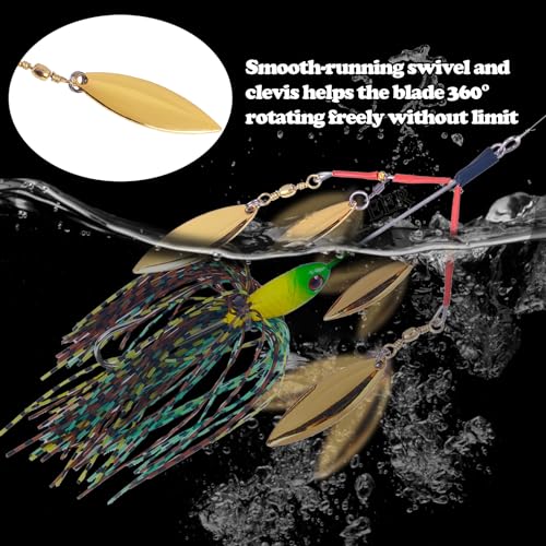 Multi-Blade Spinnerbait, Umbrella Rig Fishing Bass Kit，Snakehead Skirt Lure for Pike Bass Trout Salmon Freshwater（5pcs）