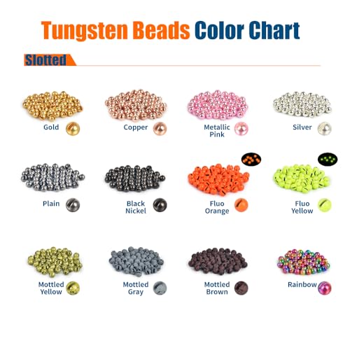 50pcs Tungsten Slotted Beads for Fly Tying, Sink Deeper and Faster 12 Colors/13 Sizes Slotted Tungsten Beads Fly Tying Beads Head Fly Tying Materials - color: Black Nickel, size: 2.3mm