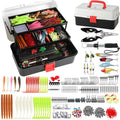 517 Pcs Large 3 Layers Tackle Box with Tackle Fishing Lures Kit Included Pliers, Fish Lip Gripper, Crankbait, Hooks, Other Accessories Fishing Kit for Men Gifts Summer Vacation(Black White) - color: Black White