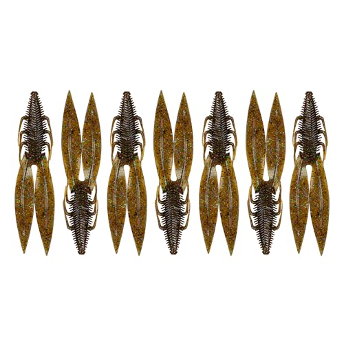 6th Sense – Bodega – Soft Plastic Creature Bait – Bass Fishing – Twin Ridge Tail Action – Multiple Sizes – Made in the USA - color: Green Pumpkin Juice, size: 3.5in (7/pk)