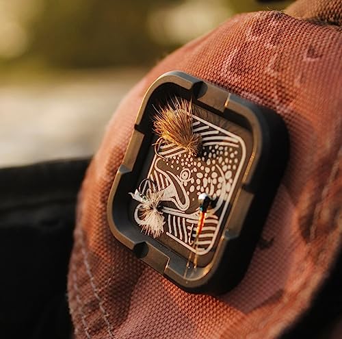 Cling Fishing Products Mag Grab® Mini – Compact Magnetic Fly Holder/Fly Patch & Organizer for Fly Fishing Vest, hat, Waders and Fishing Packs (Toothy Trouble, Orange) - color: Orange, style: Toothy Trouble