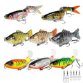 Swim baits Fishing Lures for Freshwater, Fableblis Mixed Top Water Bass Lures, Multi Jointed Swimbaits & Artificial Whopping Plopping Baits for Trout Catfish Crappie Muskie