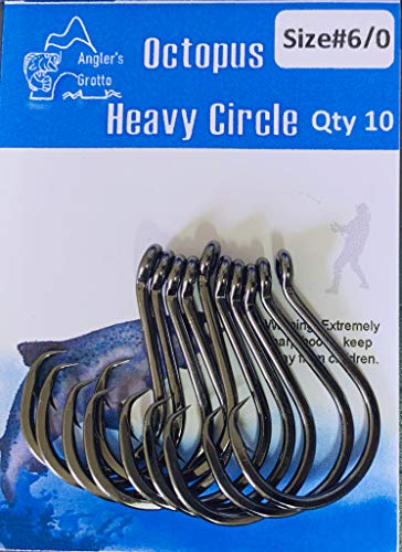 Angler's Grotto Heavy Octopus Short Shank Offset Circle Hook | 10/25/50 Count Per Pack | Freshwater Saltwater Fishing Hooks | 4X Strong High Carbon Steel | Size #1/0,#2/0,#3/0,#4/0,#5/0,#6/0,#7/0,#8/0,#9/0,#10/0 - size: Size #7/0, 25 Count