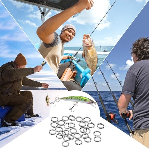 Split Rings Fishing [] - Stainless Steel Flattened Terminal Tackle Connector Lure Snap Split Ring Use for Freshwater Saltwater Loop -Tackle Hook Line Connector - size: 2# 14kg