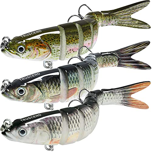 TRUSCEND Swimmax Easy Catch Fishing Lures with BKK Hooks, Wiggling, Vibrating, Rattling and Gurgling for More Bites, Heavy-Duty Dyneema Fiber Jointed Swimbaits for Bass, Trout, Crappie, Walleye, Pike - color: B-4",0.4oz
