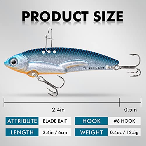 TRUSCEND Vibespinner Easy Catch Fishing Lures with BKK Hooks, Tail Spinner Baits with 4 Actions, Vibrating Swimming Flashing & Jigging for More Bites, Spoon Lures for Bass Trout Crappie Walleye Pike - color: C4-0.4oz-2.4"