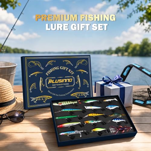 PLUSINNO Fishing Lures - Tackle Box, Bass Fishing Lures for Freshwater and Saltwater, Trout Fishing Gear & Bait, Fishing Gifts for Men,Father - color: Bass/Trout fishing lures-A