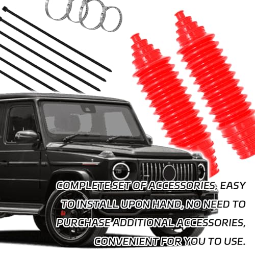 Steering Rack and Pinion Boot Kit, Universal Silicone Bellow Steering Rack Guide Kit with 6 Cable Ties & 4 Clamps, Auto Inner Tie Rod Boot 103-3070 Bellow Car Boots Accessories（Red) - color: Red