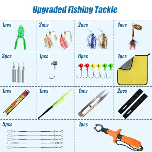 329PCS Fishing Lures Kit Bass Fishing Tackle Box with Tackle Included Fishing Gear Accessories Set with Soft Lure, Pliers, Hooks, Spoons, Jigs, Swivels, Frog, Weights Freshwater&Saltwater Gift Choice