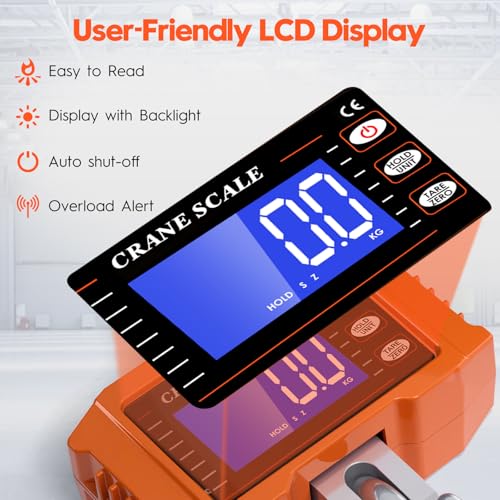 Digital Crane Scale 2200lb/1000Kg Digital Hanging Scale with LCD Screen, Crane Scale Industrial Heavy Duty with Unit Change, High Precision Crane Scale for Market, Farm, Construction, Factory