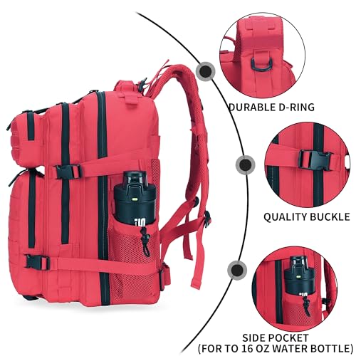 Lovelinks21 25L Military Tactical Backpack Small Assault Pack Molle Daypack for Men and Women for Work Travel Gym Outdoor Hiking Camping (Red) - color: Red