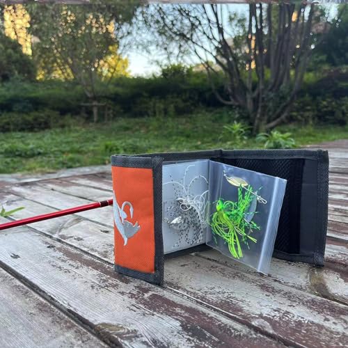 Aventik 10 Pockets Fishing Tackle Binder Fly Fishing Leader Tippet Line Wallet Leader Case Tippet Storage Fly Fishing Great for Pre-Tied Carp and Catfish Rigs - color: orange+grey+blue