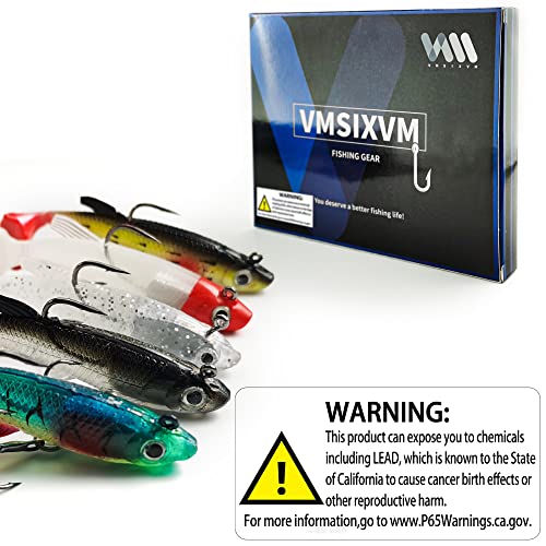 Soft Fishing Lures Shad Minnow Swimbaits, Pre-Rigged Jig Heads Paddle Tail Swim Baits for Bass, Trout, Walleye, Crappie, Sinking Jigs Bait for Saltwater Freshwater, Fishing Gifts for Men - color: A5-Weedness Pre Rigged Swim Baits-5pcs-3.15inch