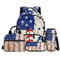 Kids' Backpacks School-Bag 4 Pack Set Custom Baseball Print Backpack with Lunch Box Pencil Case Water Bottle Holder Sling Bag with Pocket Adjustable Strap - color: Custom Baseball Print B