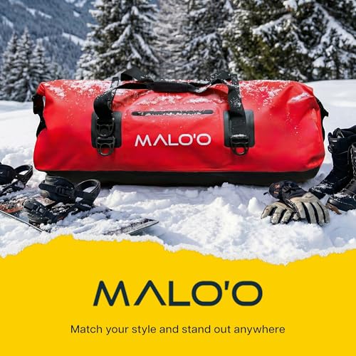 Malo’o Waterproof Dry Duffel, Heavy-Duty Roll Top Waterproof Gear Bag with Shoulder Strap & Molle Loops, Marine Duffel for Kayaking, Boating, Camping, Beach & Travel, Red, 100L - color: Red, size: 100L
