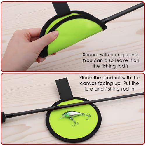 Larrel 6 Pack Fishing Lure Wraps Fishing Rod Sleeves Lure Cover Fish Hook Covers Bait Storage Protectors Rod Sleeve Guard, Green